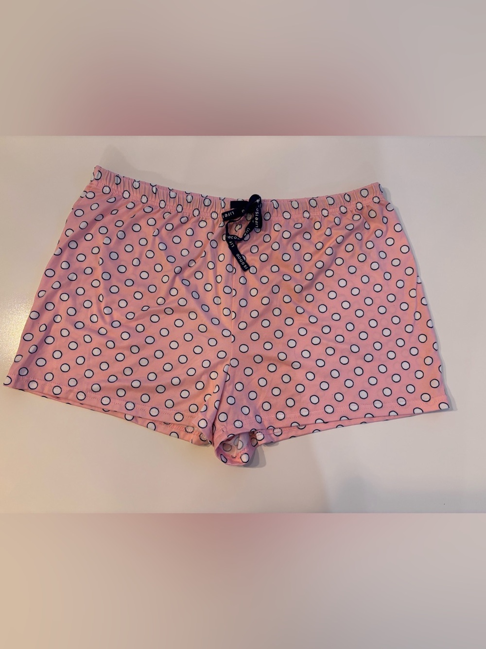 Life Is Good Pink Polka Dot Sleep Shorts, Women’s Lg